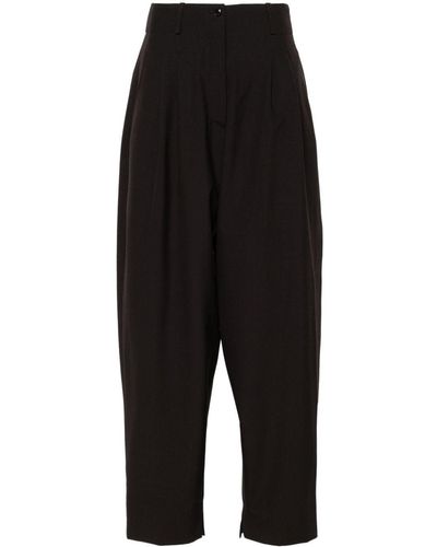 Quira Pleated Wide-leg Trousers - Black