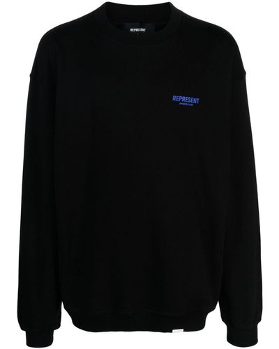 Represent Owners Club Logo-print Cotton Sweater - Black
