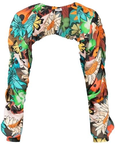 Amir Slama Floral-print Bolero Jacket - Multicolour