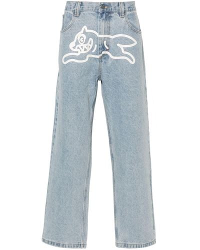 ICECREAM Running-dog-print Mid-rise Jeans - Blue