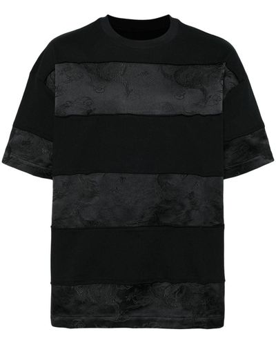 Feng Chen Wang パネル ジャカード Tシャツ - ブラック