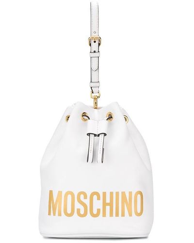 Moschino Logo Bucket Bag - White