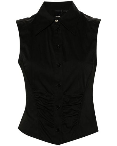 Pinko Sleeveless Poplin Shirt - Black