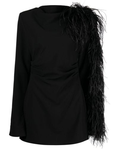 Rachel Gilbert Reina Feather-detail Minidress - Black