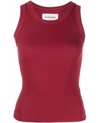 Styland Fine-ribbed Tank Top - Red