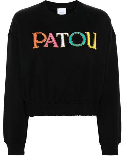 Patou Logo-embroidered cropped sweatshirt - Schwarz