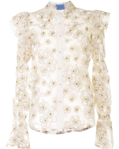 Macgraw Souffle Embroidered Organza Shirt - White