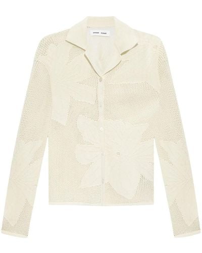 Samsøe & Samsøe Floral-jacquard organic cotton shirt - Weiß
