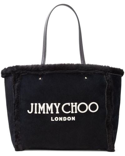 Jimmy Choo Avenue Shearling Tote Bag - Black