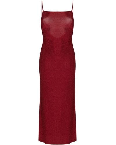 Reformation Breslin Square-neck Midi Dress - Red