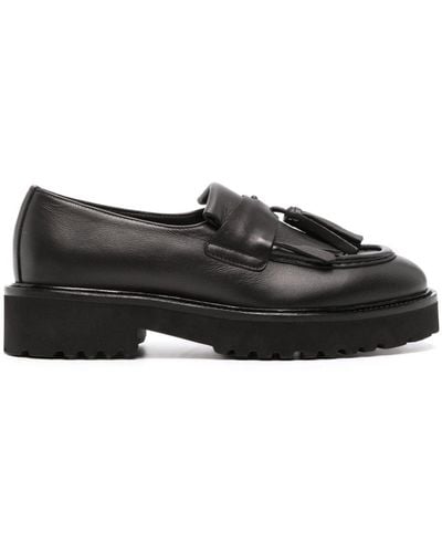 Doucal's Tasseled Leather Loafers - Black