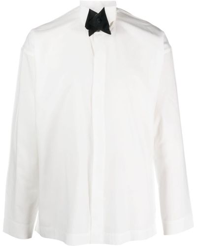Homme Plissé Issey Miyake Contrasting-collar Long-sleeved Shirt - White