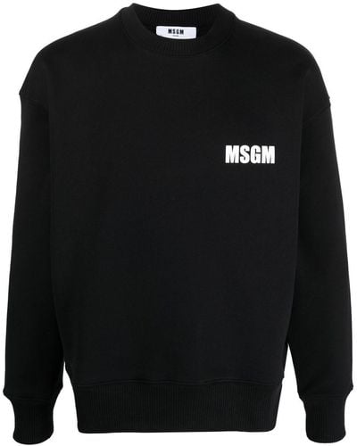 MSGM Logo-print Crew Neck Sweater - Black