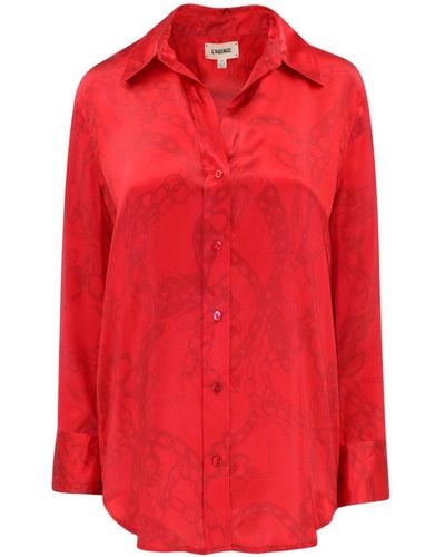 L'Agence Dani Chain Link-print Silk Shirt - Red