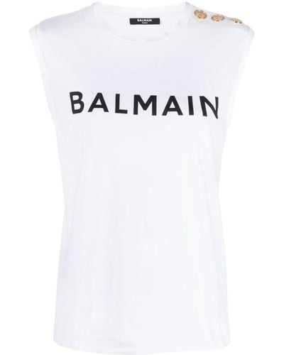 Balmain ロゴ タンクトップ - ホワイト