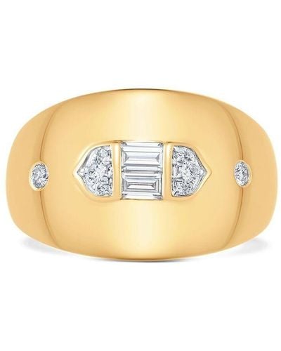 Sara Weinstock 18kt Yellow Gold Aurora Taj Diamond Baguette Signet Ring - Metallic