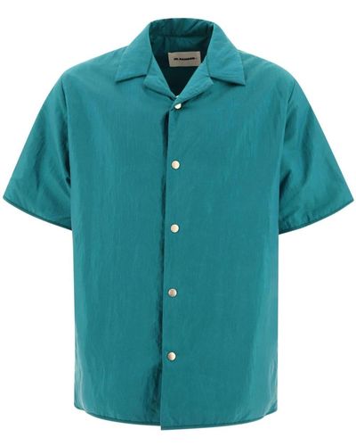 Jil Sander Short-sleeve Silk Shirt - Blue