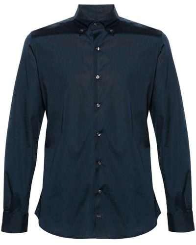 Fay Plain Cotton Shirt - Blue