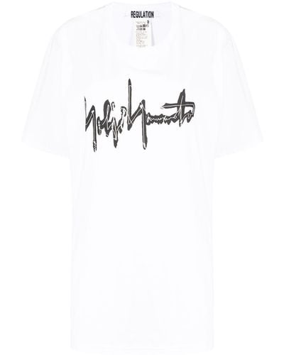 Yohji Yamamoto Logo Print Oversized T-shirt - White