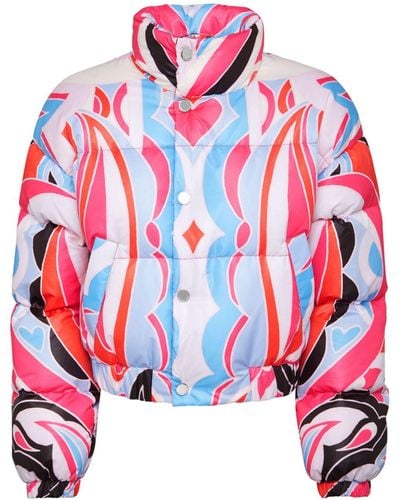 Philipp Plein Graphic-print Cropped Puffer Jacket - Red