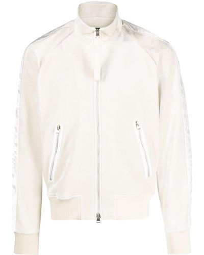 Tom Ford Side-stripe Velour Zip-up Sweatshirt - White