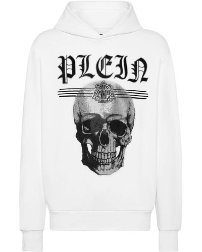 Philipp Plein Skull Strass hooded sweatshirt - Weiß