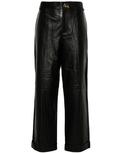 Aeron Pantalon en cuir à coupe droite - Noir