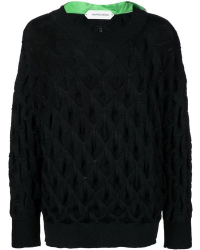 NAMACHEKO Cape-detail Open-knit Sweater - Black