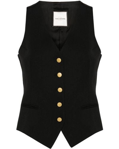 Tagliatore Textured Buttoned Vest - Black