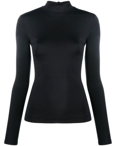 Karl Lagerfeld Camiseta de cuello alto con logo bordado - Negro