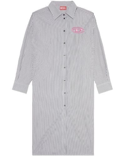 DIESEL D-lun Striped Shirt Dress - Gray