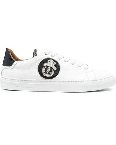 Billionaire Logo-crest Leather Sneakers - White