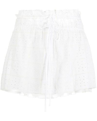 Ganni Minifalda con bordado inglés - Blanco