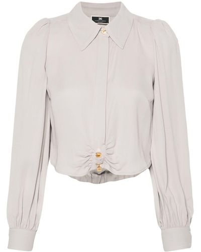 Elisabetta Franchi Puff-sleeve Cropped Blouse - White