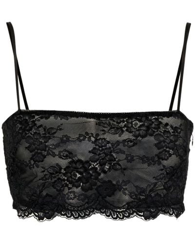 Blumarine Floral-lace Crop Top - Black