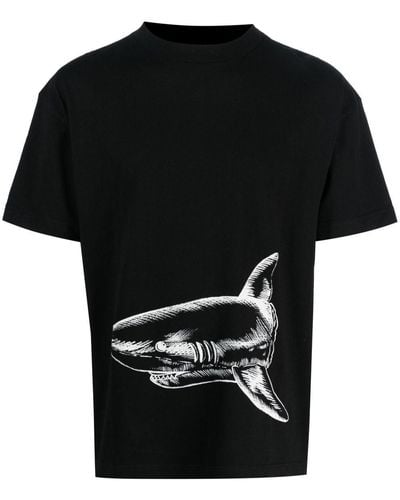 Palm Angels Broken Shark Print T Shirt - Black