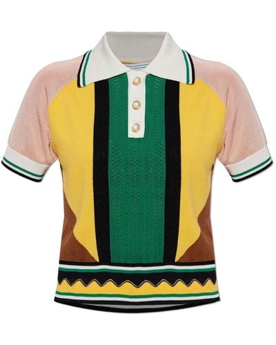 Casablancabrand Poloshirt in Colour-Block-Optik - Grün