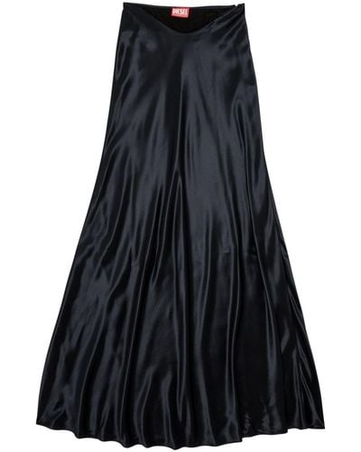 DIESEL Long Satin Skirt - Black