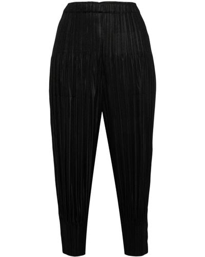 Pleats Please Issey Miyake Tapered Pleated Trousers - Black