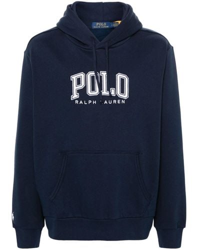 Polo Ralph Lauren Logo-embroidered Coton-blend Hoodie - Blue