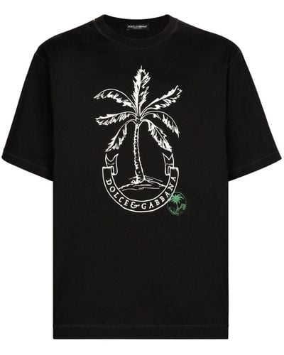 Dolce & Gabbana Kurzarm-T-Shirt Bananenbaum-Print - Schwarz
