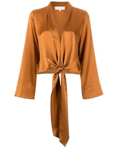 Michelle Mason Long Sleeved Tie-waist Blouse - Orange