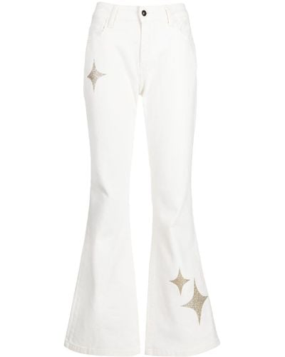 Madison Maison Star-print High-rise Flared Jeans - White