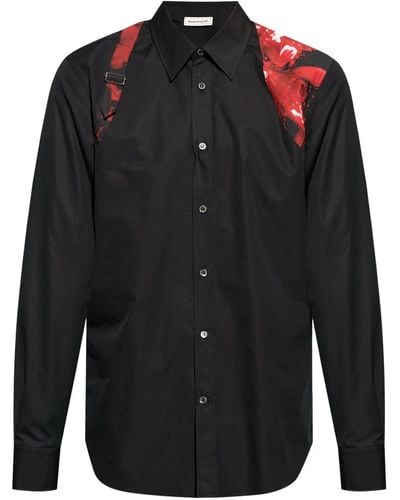 Alexander McQueen Harness cotton poplin shirt - Schwarz