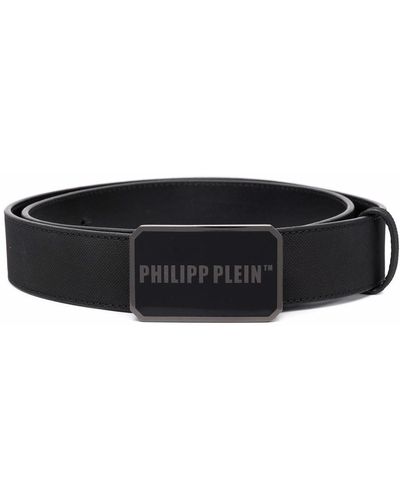 Philipp Plein Logo-plaque Leather Belt - Black