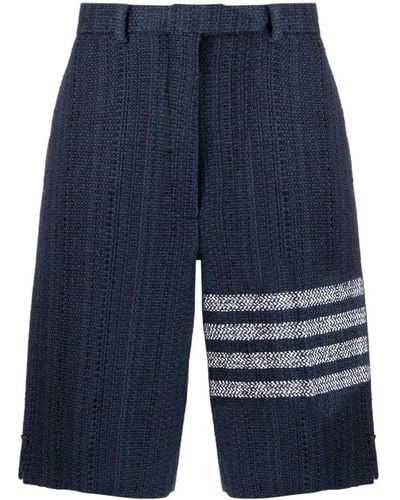 Thom Browne Pantalones cortos de talle alto con motivo 4-Bar - Azul