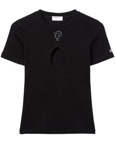 Emilio Pucci カットアウト Tシャツ - ブラック