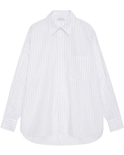 Anine Bing Chrissy Striped Cotton Shirt - White