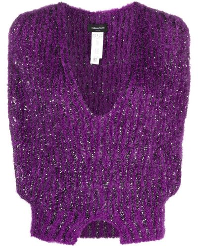 Fabiana Filippi Haut en maille à sequins - Violet