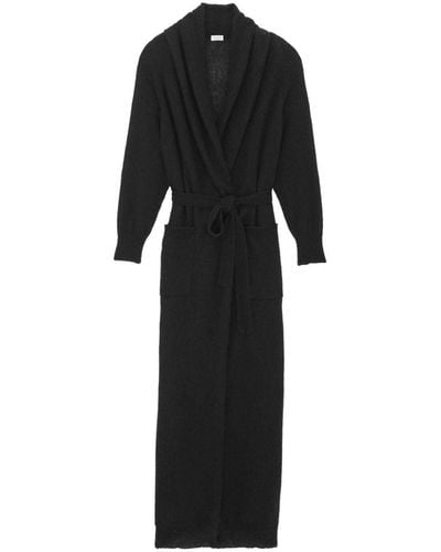 Saint Laurent Hooded Belted Long Cardigan - Black